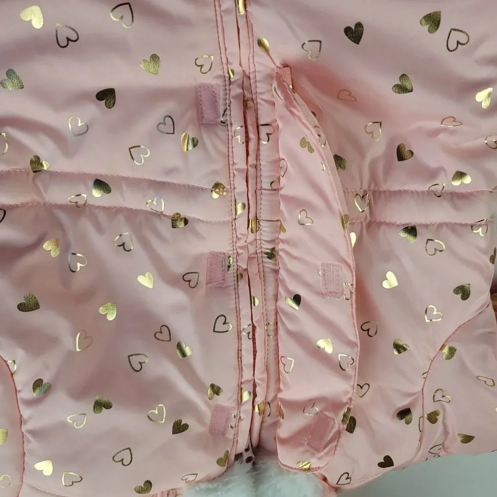 The Children’s Place Baby Girl Snowsuit 6-9M Pink Gold Hearts